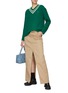 Figure View - Click To Enlarge - CLOVE - CABLE KNIT V-NECK WOOL BLEND CRICKET SWEATER