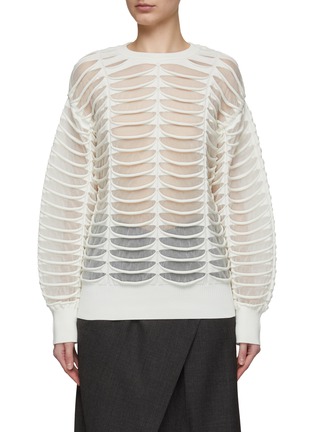 Main View - Click To Enlarge - CFCL - ‘Façade’ Mesh Panel Ripped Sweater