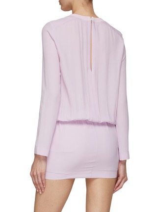 Back View - Click To Enlarge - N°21 - Crewneck Long Sleeve Ruched Detail Jersey Mini Dress