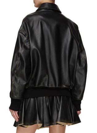 Back View - Click To Enlarge - N°21 - Flap Patch Pocket Front Zip Leather Cocoon Jacket