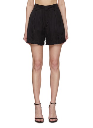 Main View - Click To Enlarge - N°21 - Pleated Frayed Hem High Waist Shorts