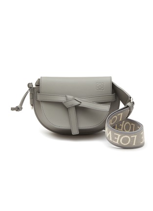 Main View - Click To Enlarge - LOEWE - Mini 'Gate Dual' Logo Jacquard Strap Leather Crossbody Bag