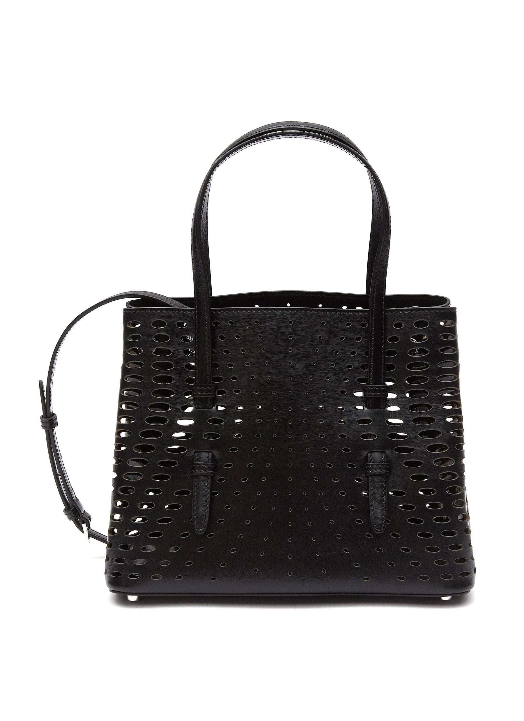 Alaïa 'mina' 25 Vienne Perforated Calfskin Leather Tote Bag In Black ...