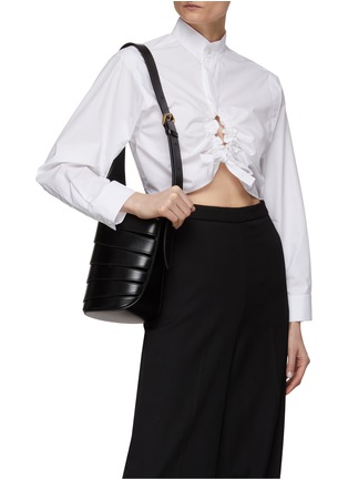 Figure View - Click To Enlarge - ALAÏA - Small ‘Babel’ Laminated Calfskin Leather Bucket Bag