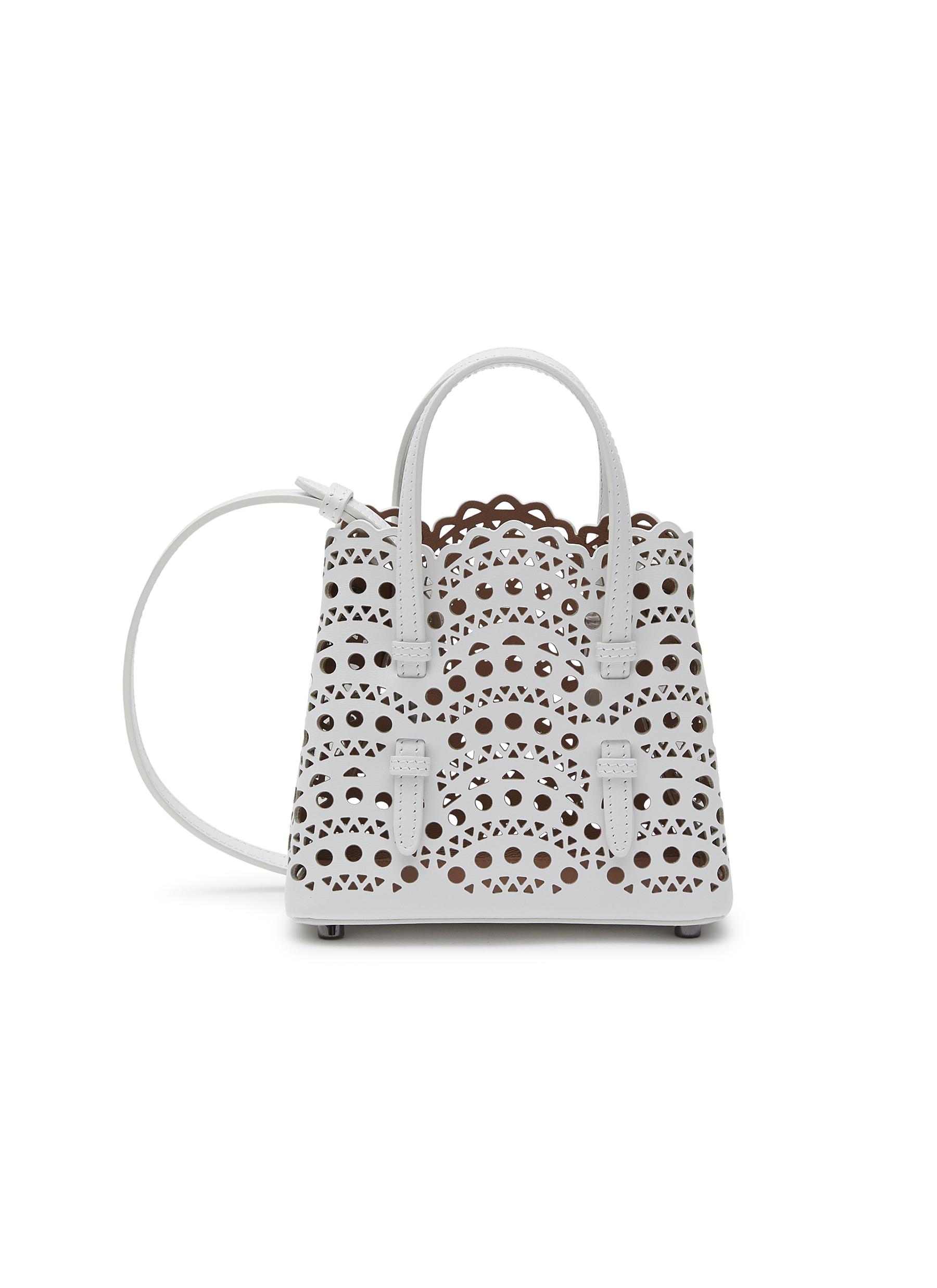 'MINA' 16 VIENNE PERFORATED CALFSKIN LEATHER TOTE BAG