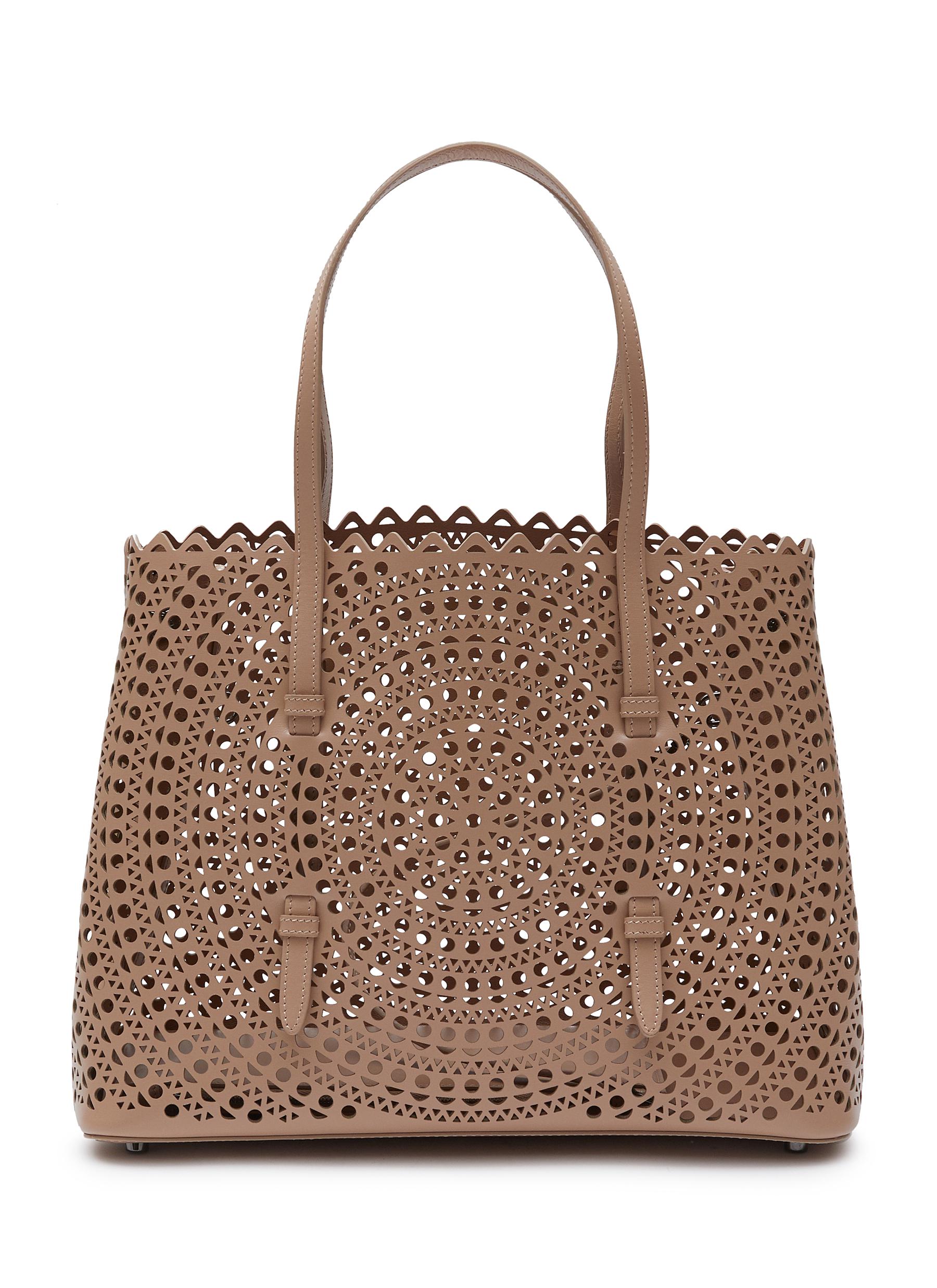 'MINA' 32 VIENNE PERFORATED CALFSKIN LEATHER TOTE BAG