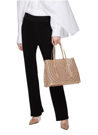 Figure View - Click To Enlarge - ALAÏA - ‘MINA’ 32 VIENNE PERFORATED CALFSKIN LEATHER TOTE BAG
