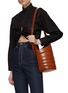 Figure View - Click To Enlarge - ALAÏA - Small ‘Babel’ Laminated Calfskin Leather Bucket Bag