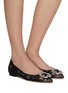 Figure View - Click To Enlarge - SJP BY SARAH JESSICA PARKER - ‘SONNET’ CRYSTAL EMBELLISHED BUCKLE POINT TOE LACE SKIMMER FLATS