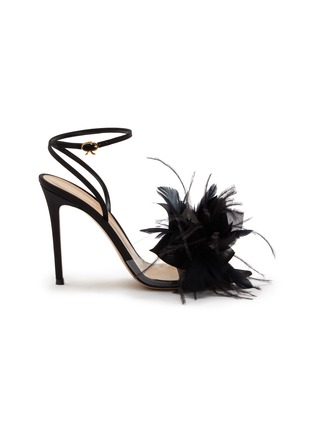 Main View - Click To Enlarge - GIANVITO ROSSI - 105 Feather Embellished Heeled Sandals