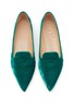 Detail View - Click To Enlarge - GIANVITO ROSSI - Logo Embroidery Velvet Point Toe Loafers