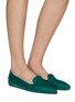 Figure View - Click To Enlarge - GIANVITO ROSSI - Logo Embroidery Velvet Point Toe Loafers