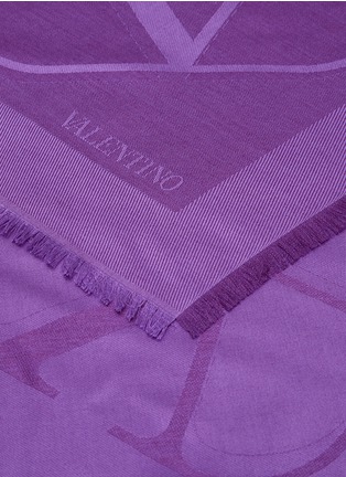Detail View - Click To Enlarge - VALENTINO GARAVANI - VLogo Signature Jacquard Silk Wool Blend Shawl