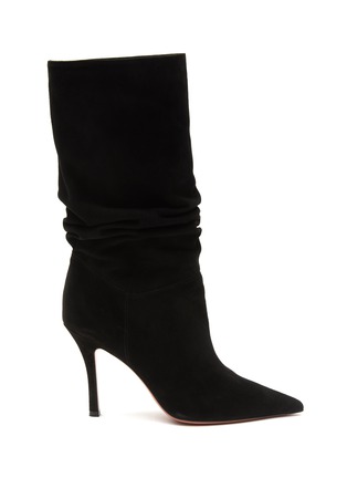 Main View - Click To Enlarge - AMINA MUADDI - ‘Ida’ 95 Suede Slouchy Heeled Boots
