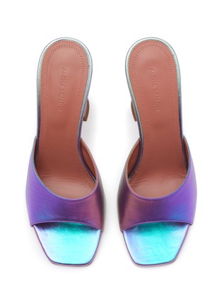 Detail View - Click To Enlarge - AMINA MUADDI - ‘Lupita’ 95 Iridescent Leather Heeled Sandals