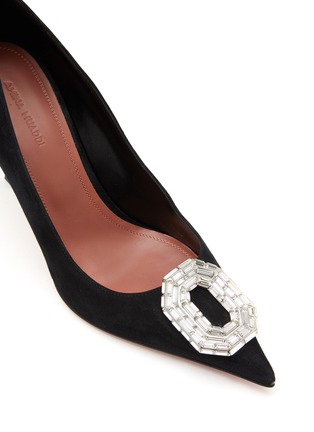 Detail View - Click To Enlarge - AMINA MUADDI - ‘Camelia’ 90 Stone Embellished Suede Pumps