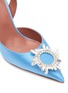 Detail View - Click To Enlarge - AMINA MUADDI - ‘Begum’ 95 Crystal Embellished Point Toe Satin Slingback Heels