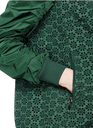 Detail View - Click To Enlarge - MONCLER - 'Foucher' San Gallo lace body nylon coat