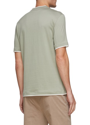 Back View - Click To Enlarge - BRUNELLO CUCINELLI - Contrast Layer Cotton Crewneck T-Shirt