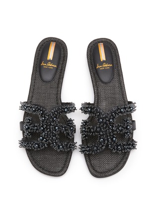 Detail View - Click To Enlarge - SAM EDELMAN - ‘BAY PERLA’ PEARL EMBELLISHED DOUBLE E LEATHER SANDALS