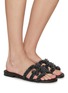 Figure View - Click To Enlarge - SAM EDELMAN - ‘BAY PERLA’ PEARL EMBELLISHED DOUBLE E LEATHER SANDALS