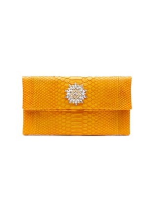Main View - Click To Enlarge - SUZETTE - MEDIUM ‘HENRI’ BROOCH PYTHON LEATHER CLUTCH
