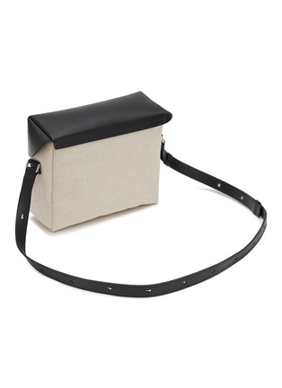 Detail View - Click To Enlarge - JIL SANDER - ‘Lid’ Linen Canvas Leather Cover Crossbody Bag