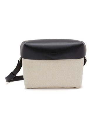 Main View - Click To Enlarge - JIL SANDER - ‘Lid’ Linen Canvas Leather Cover Crossbody Bag