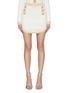 Main View - Click To Enlarge - BALMAIN - Gold Toned Button Contrasting Hem Ribbed Knit Skirt