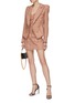 Figure View - Click To Enlarge - BALMAIN - Gold Toned Button Tweed Double Breasted Jacket