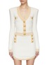 Main View - Click To Enlarge - BALMAIN - Gold Toned Button Padded Shoulder V-Neck Cardigan