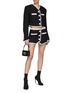 Figure View - Click To Enlarge - BALMAIN - Contrast Frayed Trim Tweed Mini Skirt