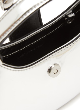 Detail View - Click To Enlarge - SELF-PORTRAIT - Micro ‘Bow Curve’ Stone Embellished Leather Hobo Bag