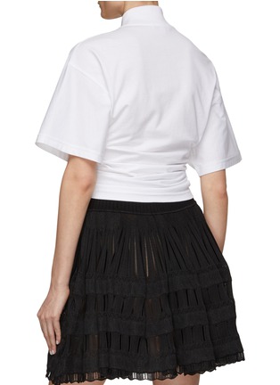 Back View - Click To Enlarge - ALAÏA - High Neck Drawstring Keyhole Front Cropped Top