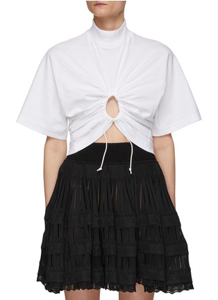 Main View - Click To Enlarge - ALAÏA - High Neck Drawstring Keyhole Front Cropped Top