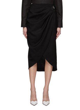 Main View - Click To Enlarge - ALAÏA - Belted Buckle 'Wrap Midi Skirt