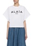 Main View - Click To Enlarge - ALAÏA - LOGO EMBROIDERED CREWNECK WIDE SLEEVE COTTON T-SHIRT