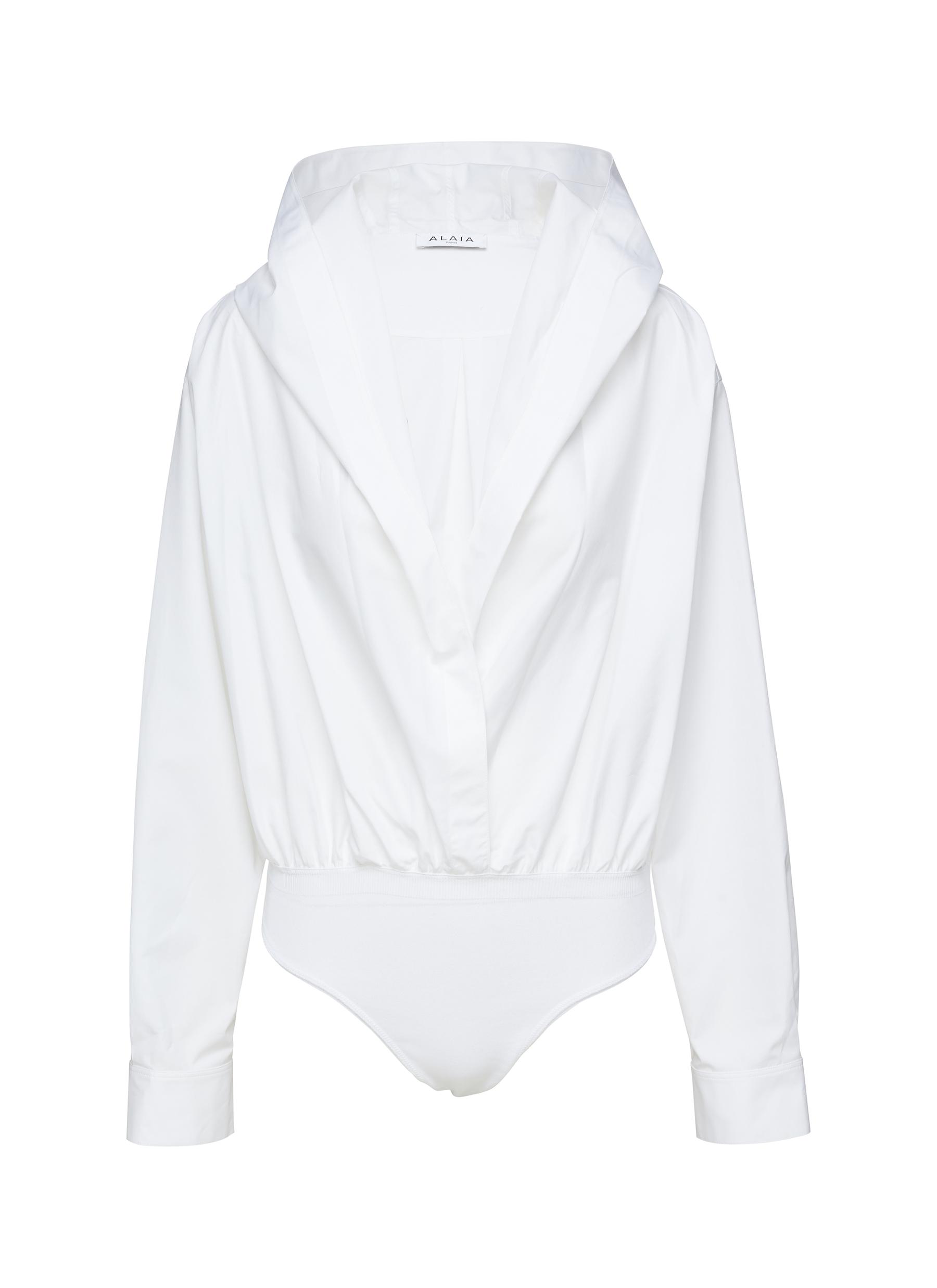 Alaïa Cotton Hooded Bodysuit In White
