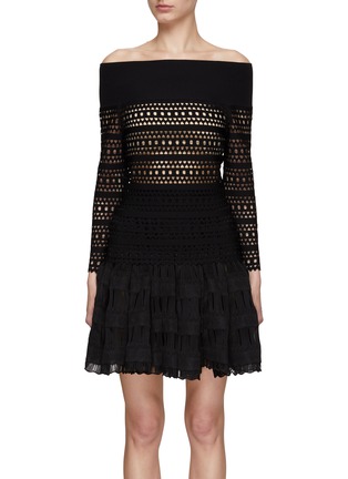 Main View - Click To Enlarge - ALAÏA - Boat Neck Vienne Motif Long Sleeve Top