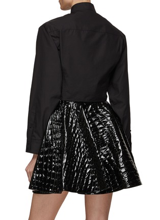 Back View - Click To Enlarge - ALAÏA - Mandarin Collar Self-Tie Keyhole Front Cropped Shirt