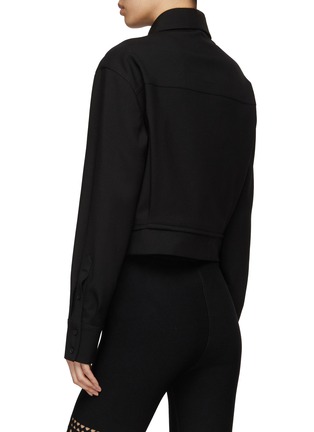 Back View - Click To Enlarge - ALAÏA - Virgin Wool Blend Cropped Shirt Jacket