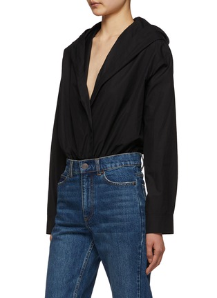 Detail View - Click To Enlarge - ALAÏA - Hooded V Neck Cotton Body