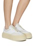 Figure View - Click To Enlarge - MM6 MAISON MARGIELA - Leather Platform Low Top Sneakers