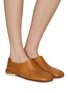 Figure View - Click To Enlarge - MM6 MAISON MARGIELA - Step In Heel Leather Square Toe Moccasin Flats