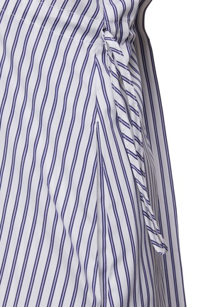  - SA SU PHI - Drawstring Waist Mandarin Collar Striped Cotton Poplin Shirt