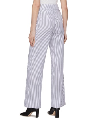 Back View - Click To Enlarge - SA SU PHI - Flat Front Striped Wide Leg Cotton Poplin Pants
