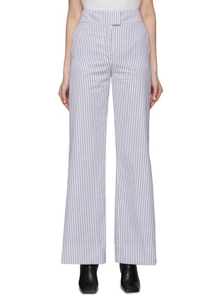 Main View - Click To Enlarge - SA SU PHI - Flat Front Striped Wide Leg Cotton Poplin Pants