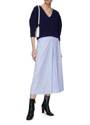 Figure View - Click To Enlarge - SA SU PHI - Striped Cotton Poplin High Waist A-Line Skirt