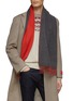 Figure View - Click To Enlarge - JOHNSTONS OF ELGIN - REVERSIBLE FRINGED WOOL SCARF