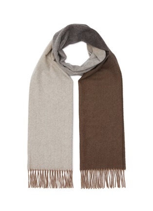 Main View - Click To Enlarge - JOHNSTONS OF ELGIN - Finged Edge Two Tone Ombré Cashmere Scarf